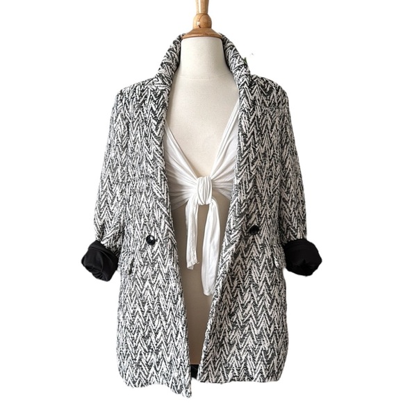 BANANA REPUBLIC Double Breasted Jacket Chevron Herringbone Corpcore Size Small - Picture 5 of 16